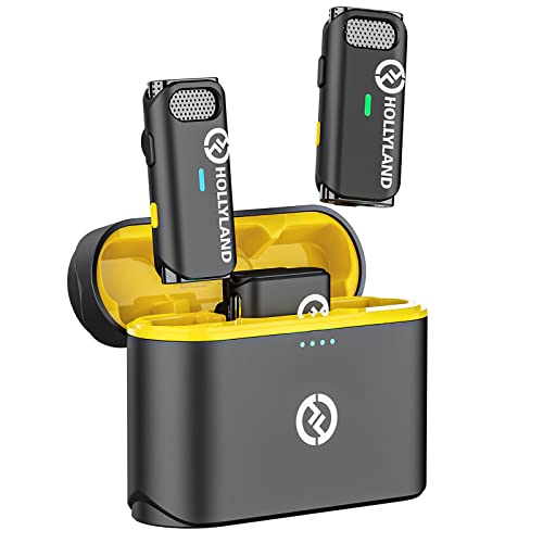 HollyView Hollyland Lark M1 kablosuz yaka mikrofonu, aktif gürültü azaltma, 200 m menzil, 8 saat pil ömrü, ultra mini taşınabilir, kablosuz takmalı mikrofon, DSLR kamera, iPhone, Android PC için (siyah)