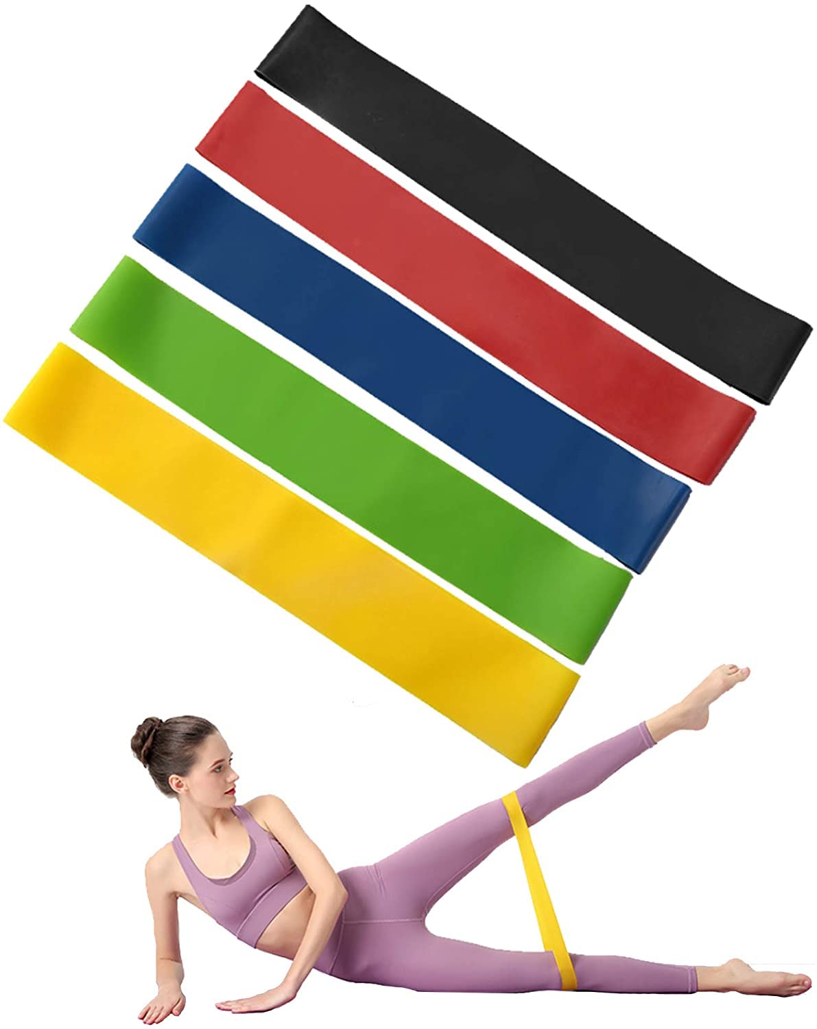 POPİÇO Fitness Bantları, Direnç Bantları, Jimnastik Bandı, Antrenman Bantları 5li Set