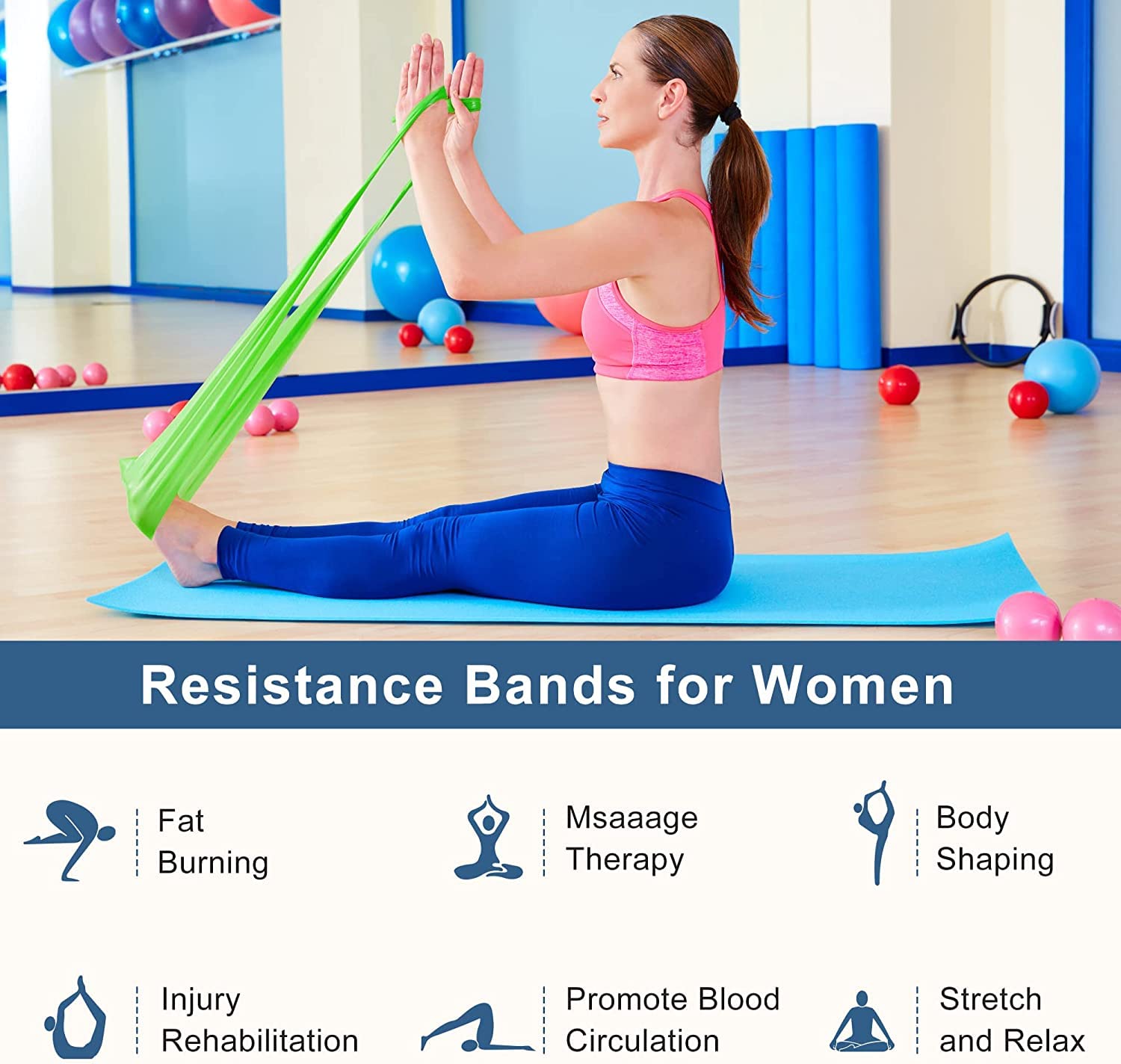 POPİÇO Fitness Bantları, Direnç Bantları, Jimnastik Bandı, Antrenman Bantları 5li Set