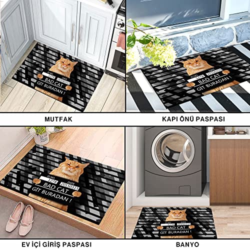 Monnhein Kedi Köpek Komik Tasarımlı Dekoratif Kapı önü Paspas, Dış Mekan/Ev İçi/Banyo/Mutfak/Yatak O