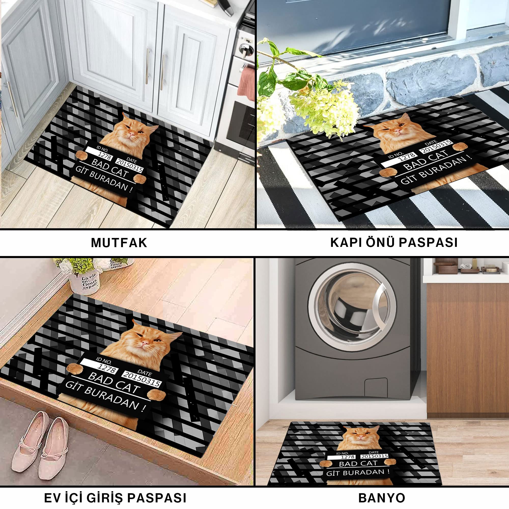 Monnhein Kedi Köpek Komik Tasarımlı Dekoratif Kapı önü Paspas, Dış Mekan/Ev İçi/Banyo/Mutfak/Yatak O