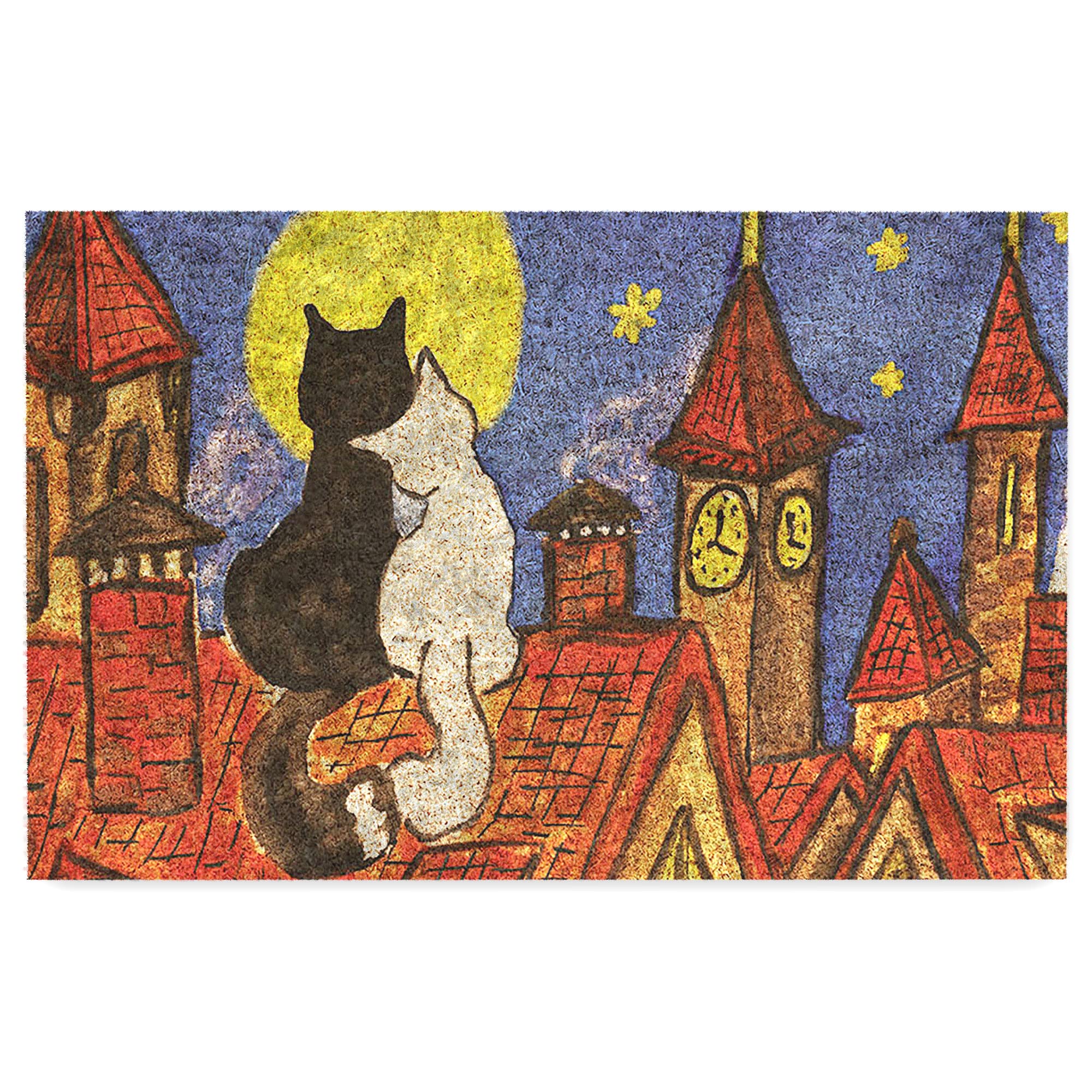 Monnhein Kedi Köpek Komik Tasarımlı Dekoratif Kapı önü Paspas, Dış Mekan/Ev İçi/Banyo/Mutfak/Yatak O