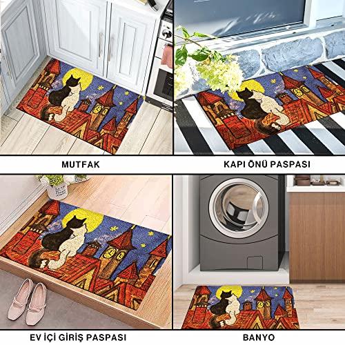 Monnhein Kedi Köpek Komik Tasarımlı Dekoratif Kapı önü Paspas, Dış Mekan/Ev İçi/Banyo/Mutfak/Yatak O