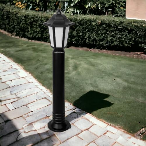Zita Klas Bahçe Aydınlatma Lambası | 90 cm Uzun Direkli Dış Mekan Yol Apliği | E27 Duylu, IP54 Su Geçirmez, 220V, Siyah | Yerli Üretim Bahçe Lambası (Ampul Hariç)