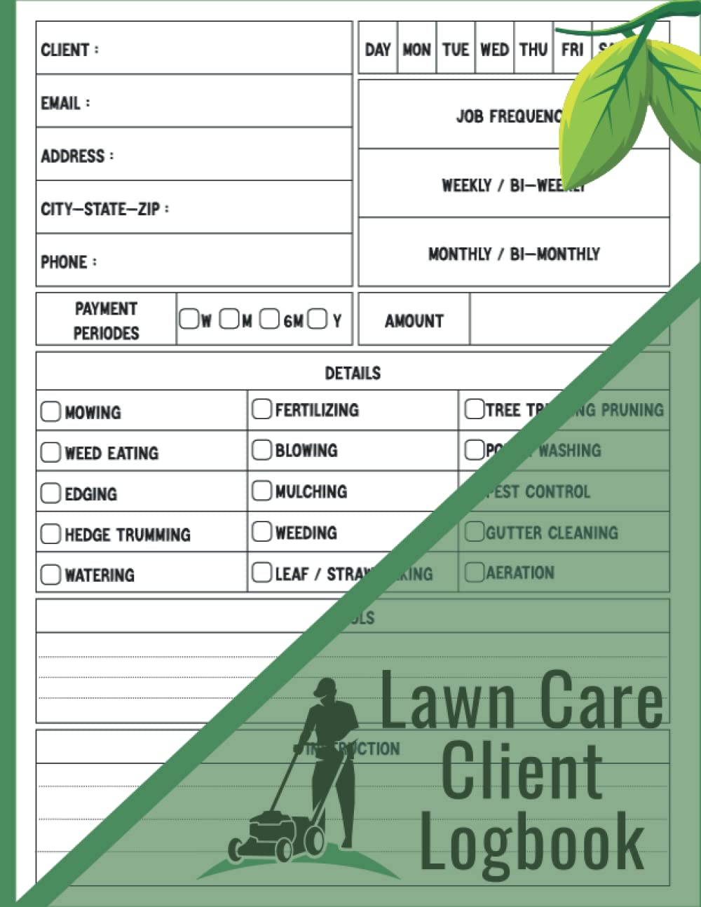 Lawn Care Client Log Book: Simple Lawn Mowing And Landscape Appointment Logbook, Track And Keep Record Of Your Client's Information, 120 Pages 8.5x11 Inches
