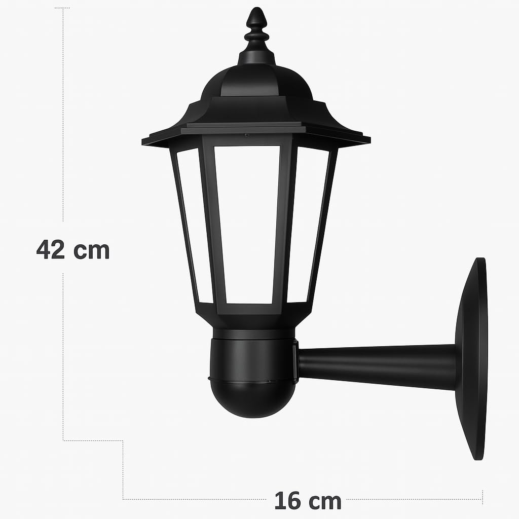 ZİTA Klas 42 cm Bahçe Duvar Apliği | E27 Duylu Dış Mekan Yol Aydınlatma Lambası | IP54 Su Geçirmez S