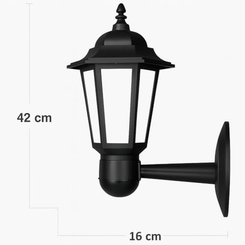 ZİTA Klas 42 cm Bahçe Duvar Apliği | E27 Duylu Dış Mekan Yol Aydınlatma Lambası | IP54 Su Geçirmez S
