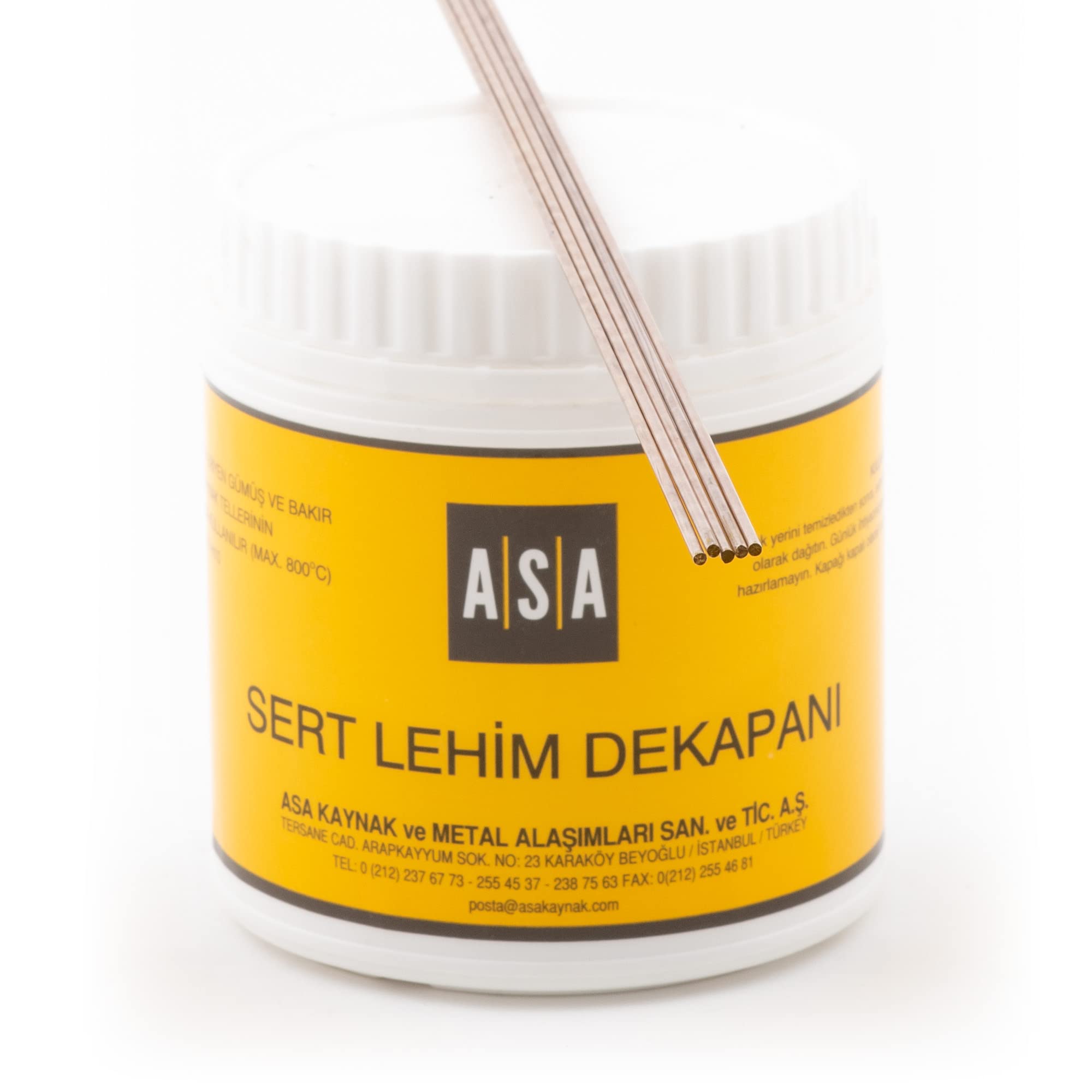 GÜMÜŞ KAYNAK DEKAPANI ASA-FLO (500 GR) + GÜMÜŞ KAYNAK TELİ%50 2 MM (5 ADET)