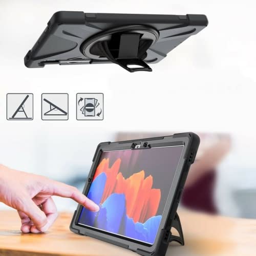 Kilifplus Samsung Galaxy Tab S7 FE T737 ile Uyumlu Kılıf Zore Defender Askı Aparatlı Tank Tablet Silikon Kapak - Siyah