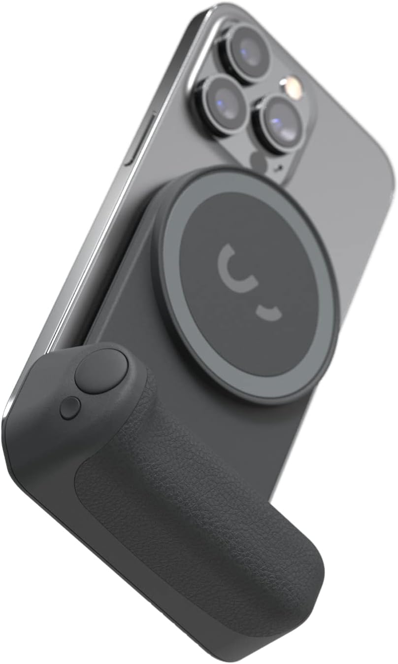 ShiftCam SnapGrip kablosuz deklanşör düğmeli mobil güç kolu - manyetik tutucu her telefona sabitlenir - Qi kablosuz şarjlı entegre Powerbank (siyah