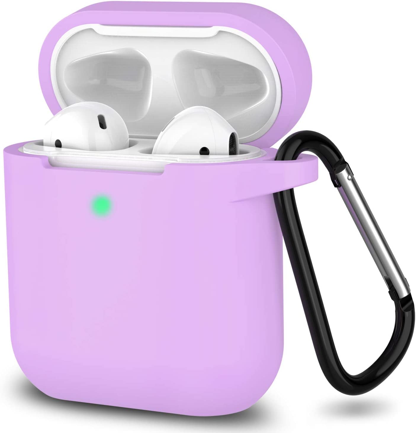URUCHI AirPods 1/2. Nesil ile Uyumlu İnce ve Hafif Silikon Kılıf, Yumuşak Esnek Tasarım, Anahtarlıklı, Kablolu ve Kablosuz Şarj Uyumlu, Günlük Kullanım Aksesuarı – Lila (A1523 A1722 A1602 A2031 A2032)