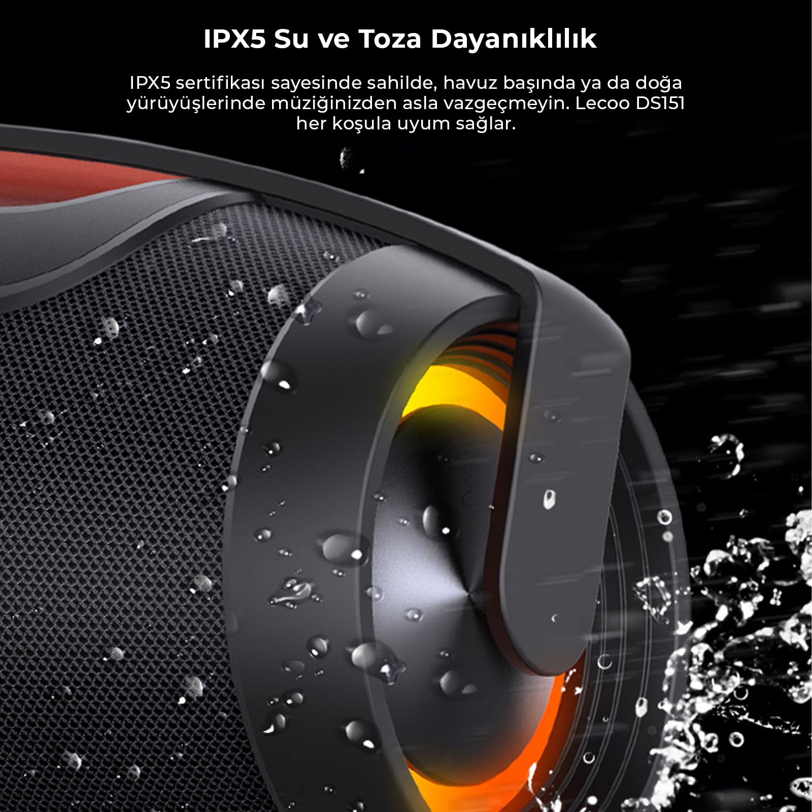 Lecoo DS151 Kablosuz Bluetooth 5.0, 40W Güçlü Ses, RGB Aydınlatmalı, IPX5 Suya Karşı Dayanıklı, TWS Boombox Stereo Taşınabilir Hoparlör