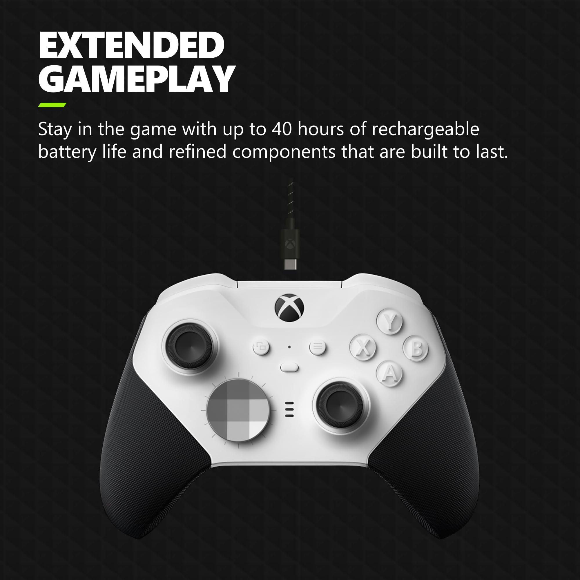 Xbox Elite Series 2 Core Wireless Gaming Controller – White – Xbox Series X|S, Xbox One, Windows PC, Android, and iOS
