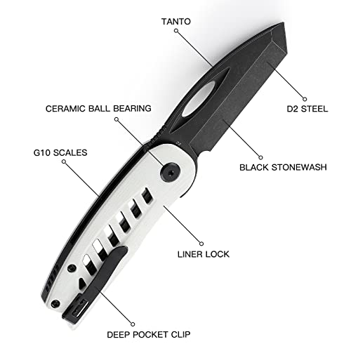 BESTECH EXPLORER BG37E Beyaz G10 Sap D2 Çelik Çakı