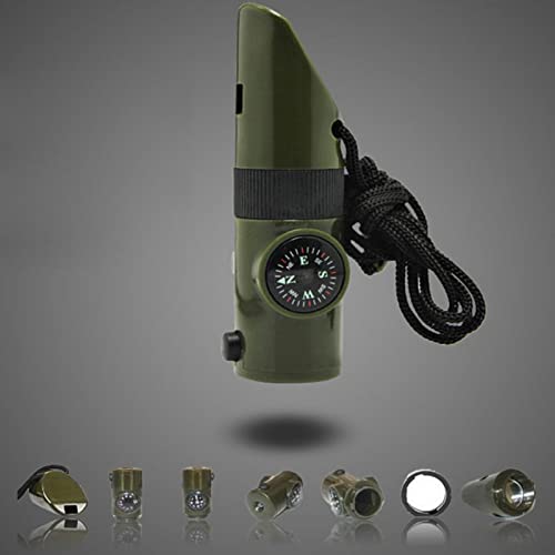 Yeeda utdoor Seven In One çok fonksiyonlu düdüğ, 7'si 1 arada hayatta kalma düdüğü, LED ışıklı pusula, yürüyüş güvenliği hayatta kalma ekipmanı