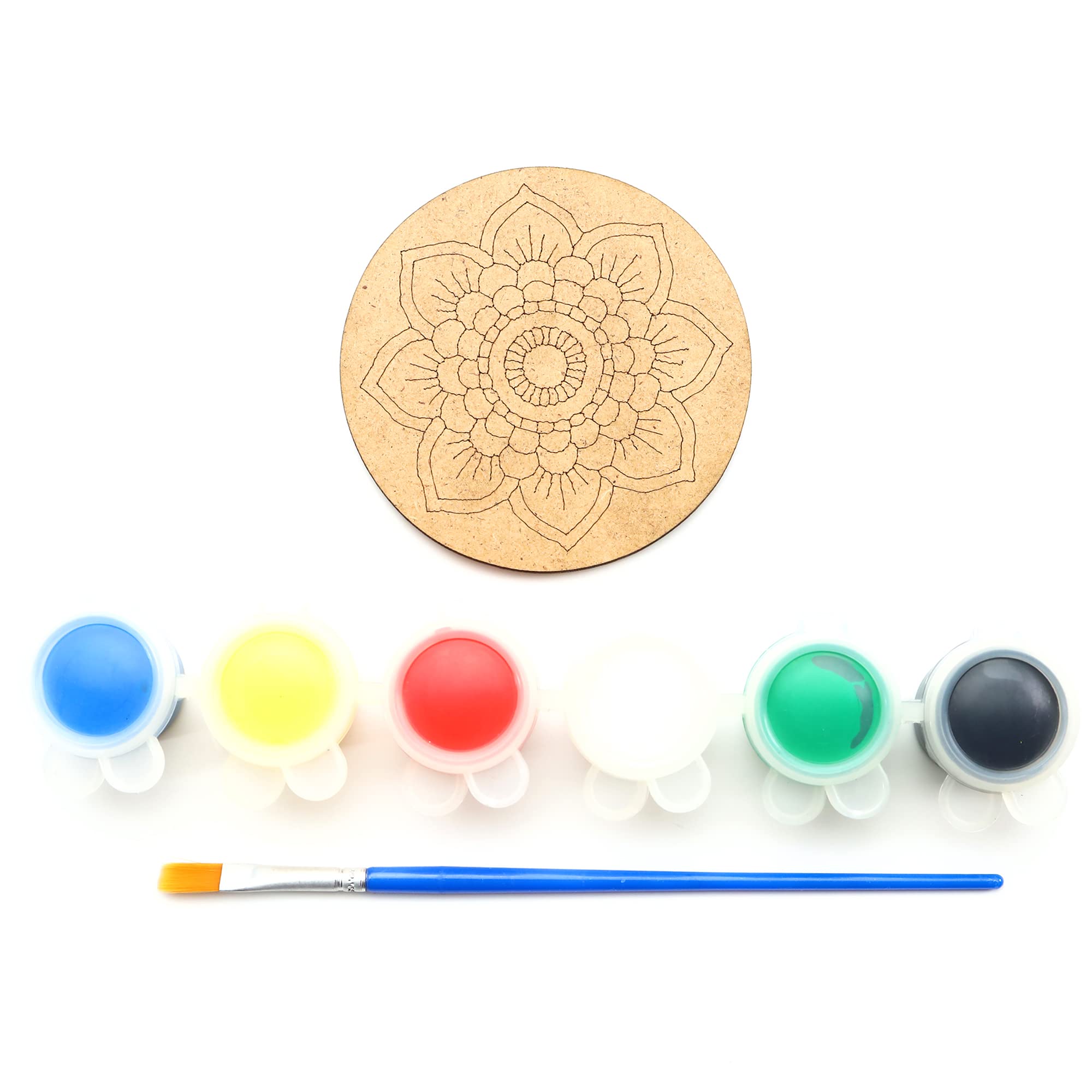 Ebrulisler Ahşap Boyama Tek Desen Mandala Temalı 6'lı Bardak Altlığı Hobi Seti