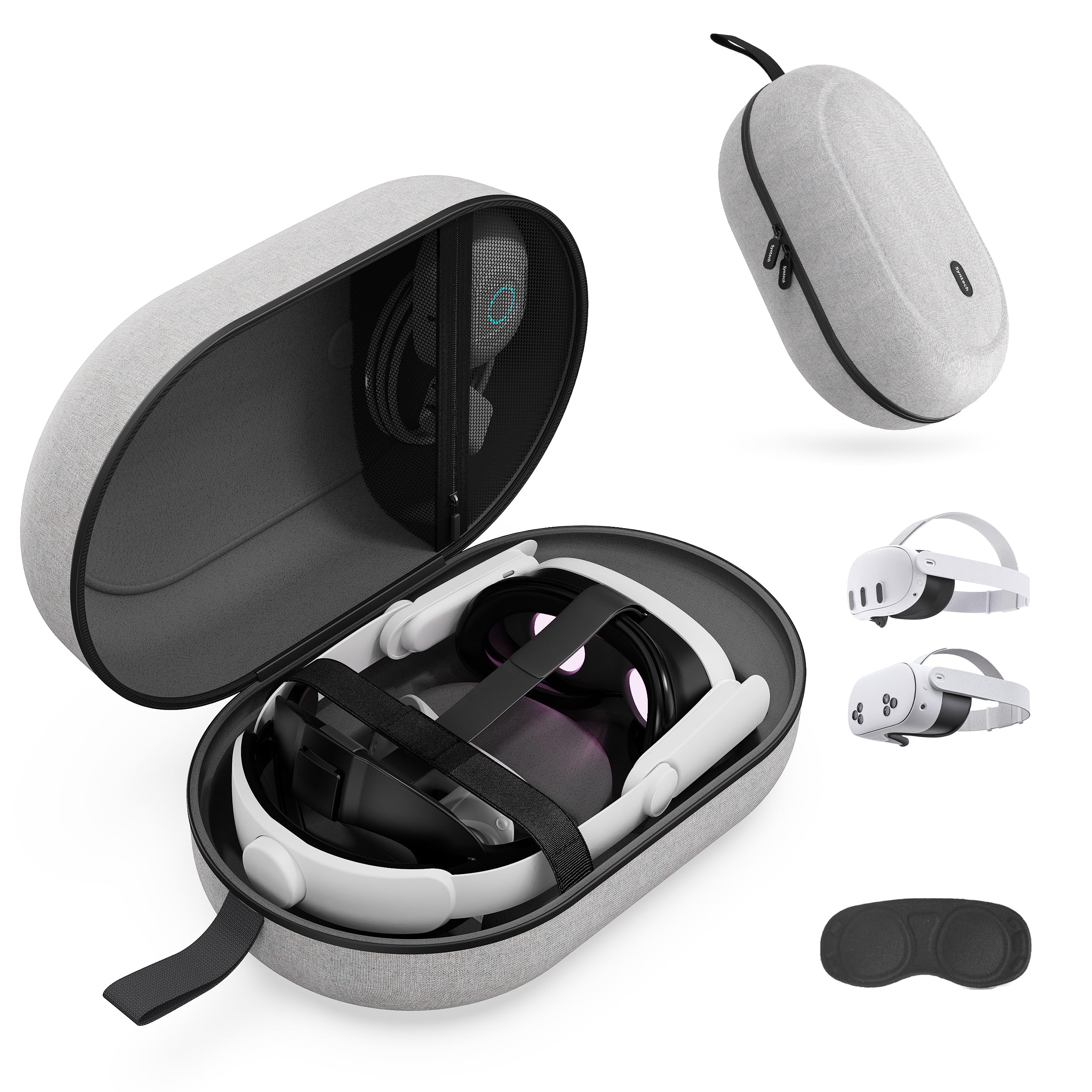 Syntech Büyük Sert Taşıma Çantası Oculus/Meta Quest2/Pro/PICO4 Aksesuarları ile Uyumlu VR Kulaklık, Elit Kayış, Dokunmatik Kumandalar vb, Depolama ve Seyahat için Yüksek Kapasite (Gri)