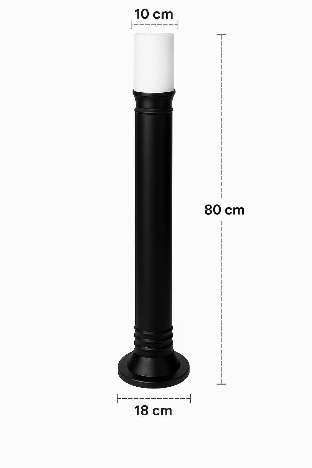 Zita Galata Bahçe Lambası 80 cm | E27 Duy Uyumlu | IP54 Su Geçirmez | Siyah Set Üstü Armatür | Kırılmaz Gövde | Yerli Üretim Dış Mekan Aydınlatma