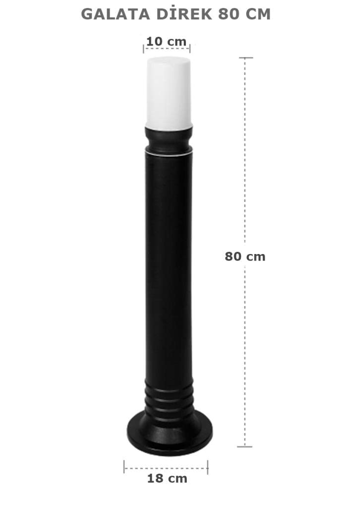 Zita Galata Bahçe Lambası 80 cm | E27 Duy Uyumlu | IP54 Su Geçirmez | Siyah Set Üstü Armatür | Kırılmaz Gövde | Yerli Üretim Dış Mekan Aydınlatma