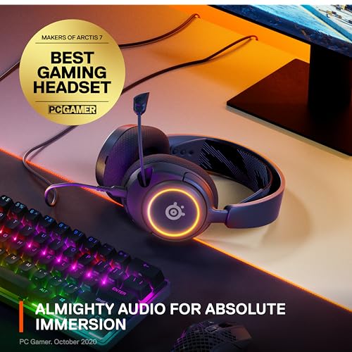 SteelSeries Arctis Nova 3 Multi-Platform Gaming Kulaklık, Hi-Fi Sürücüler, 360 derece Uzamsal Ses, RGB Işıklar, Gen2 Clearcast Mikrofon Standart