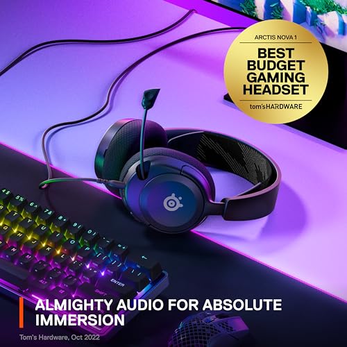SteelSeries Arctis Nova 1 – Multi-Platform Gaming Kulaklık – Hi-Fi Sürücü – 360° Surround Ses – AirWeave Memory Foam Kulak Yastıkları – Gürültü Önleyici Mikrofon, PC, PS5, Switch, Xbox – Siyah