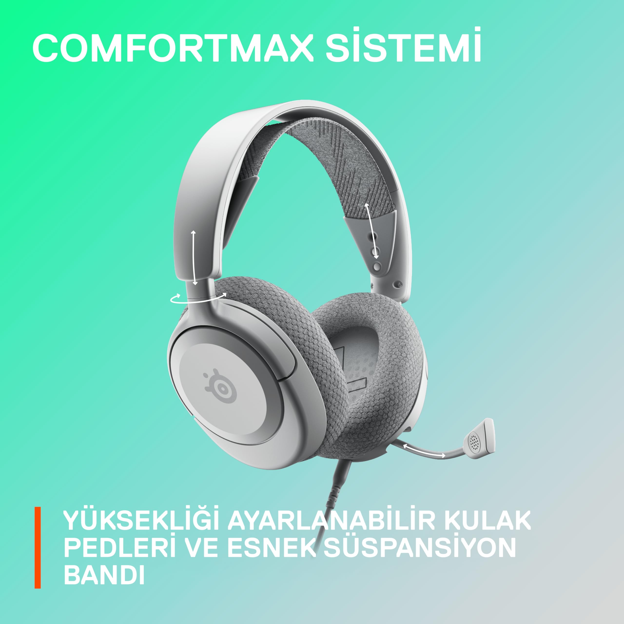SteelSeries Arctis Nova 1 – Multi-Platform Gaming Kulaklık – Hi-Fi Sürücü – 360° Surround Ses – AirWeave Memory Foam Kulak Yastıkları – Gürültü Önleyici Mikrofon, PC, PS5, PS4, Switch, Xbox – Beyaz