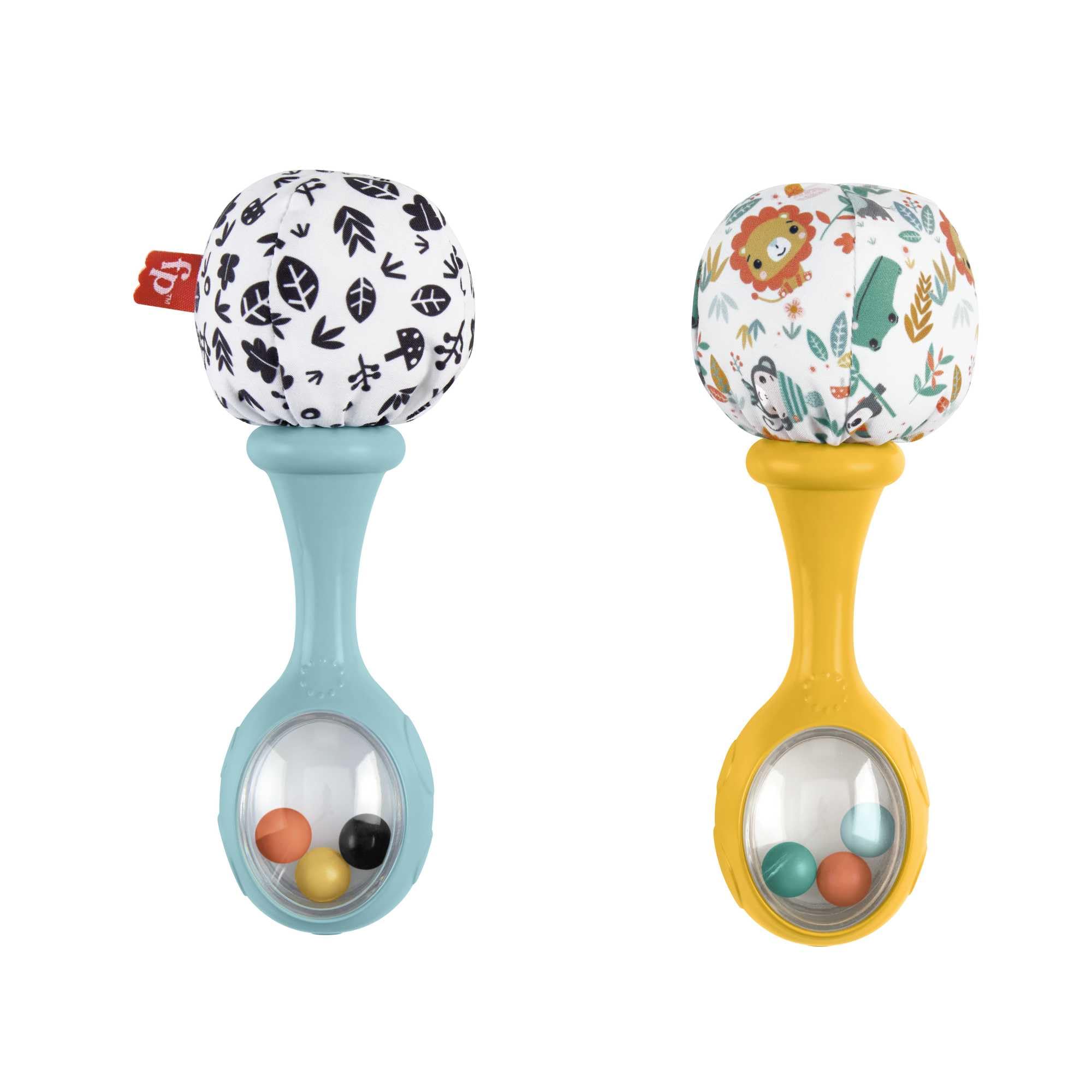 Fisher-Price Neşeli Marakas Fisher-Price Neşeli Marakas oyuncak, 3 ay ve üzeri bebekler için 2'li set, yüksek kontrastlı renkler HMF34