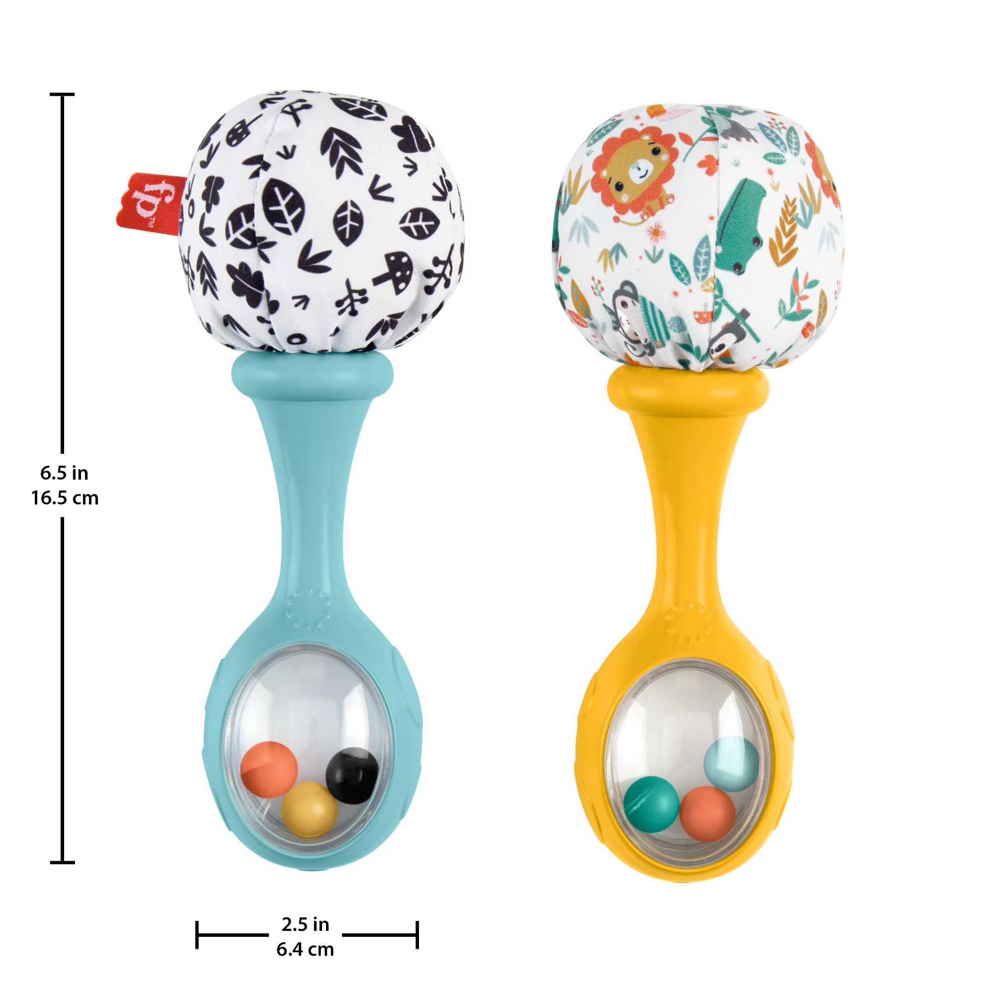 Fisher-Price Neşeli Marakas Fisher-Price Neşeli Marakas oyuncak, 3 ay ve üzeri bebekler için 2'li set, yüksek kontrastlı renkler HMF34