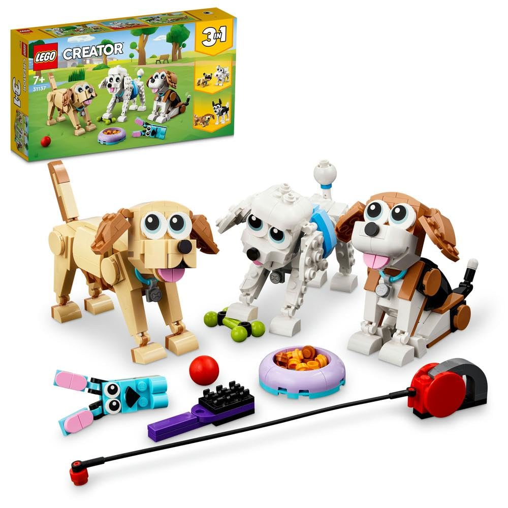 LEGO Creator Sevimli Köpekler 31137-7 Yaş ve Üzeri Çocuklar İçin Beagle, Poodle ve Labrador Modelleri İçeren Yaratıcı Oyuncak Yapım Seti (475 Parça)