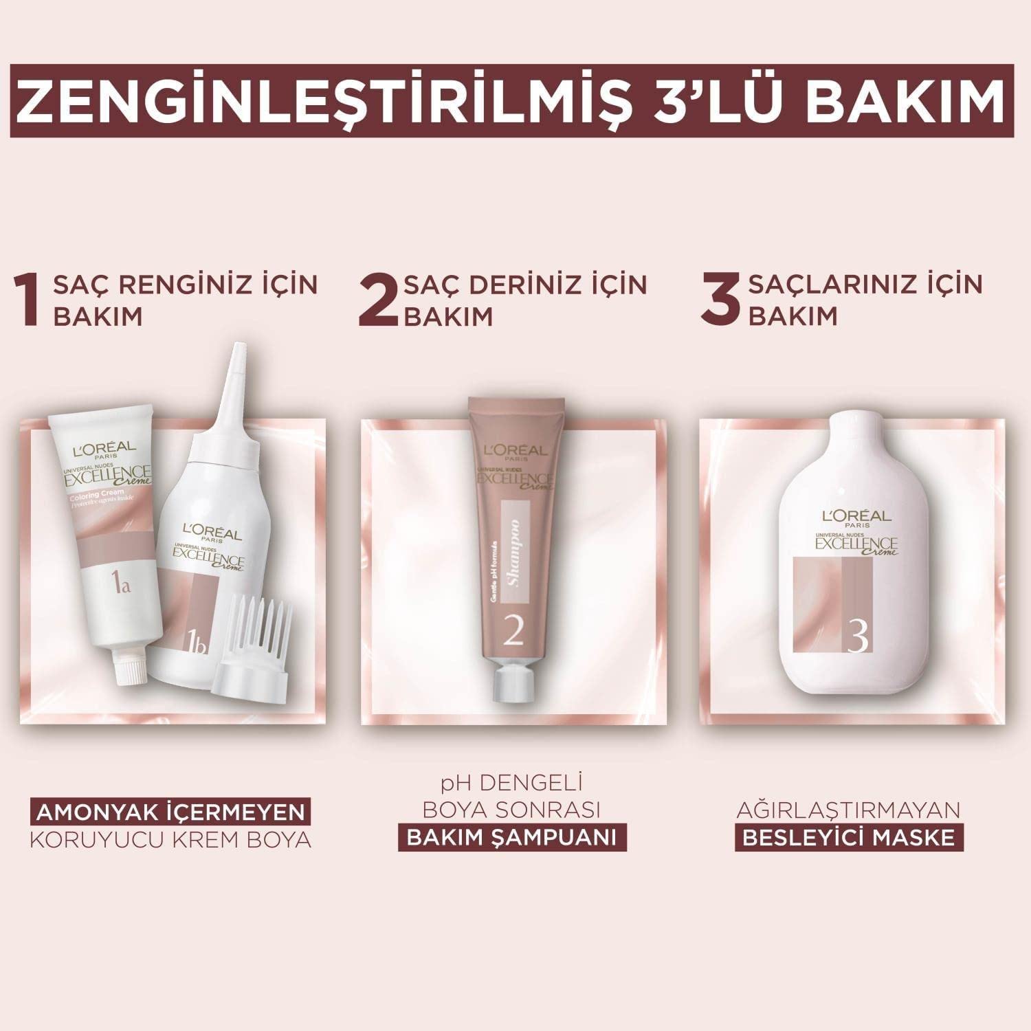 L'Oreal Paris Excellence Creme Nude Renkler Saç Boyası - 6U Nude Koyu Kumral
