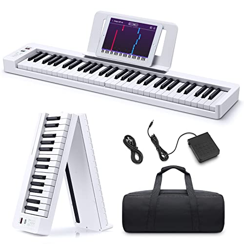 Donner DP-06 Katlanabilir Piyano, 61 Tuşlu Tam Boy Yarı Ağırlıklı Klavye, Bluetooth Taşınabilir E-Piyano, Yeni Başlayanlar İçin, Çantalı