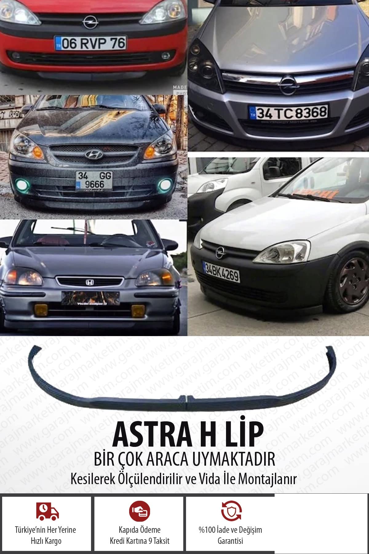 Astra İle Uyumlu H LİP KARLIK 2 PARÇA TÜM ARAÇLARA UYGULANABİLİR PLASTİK