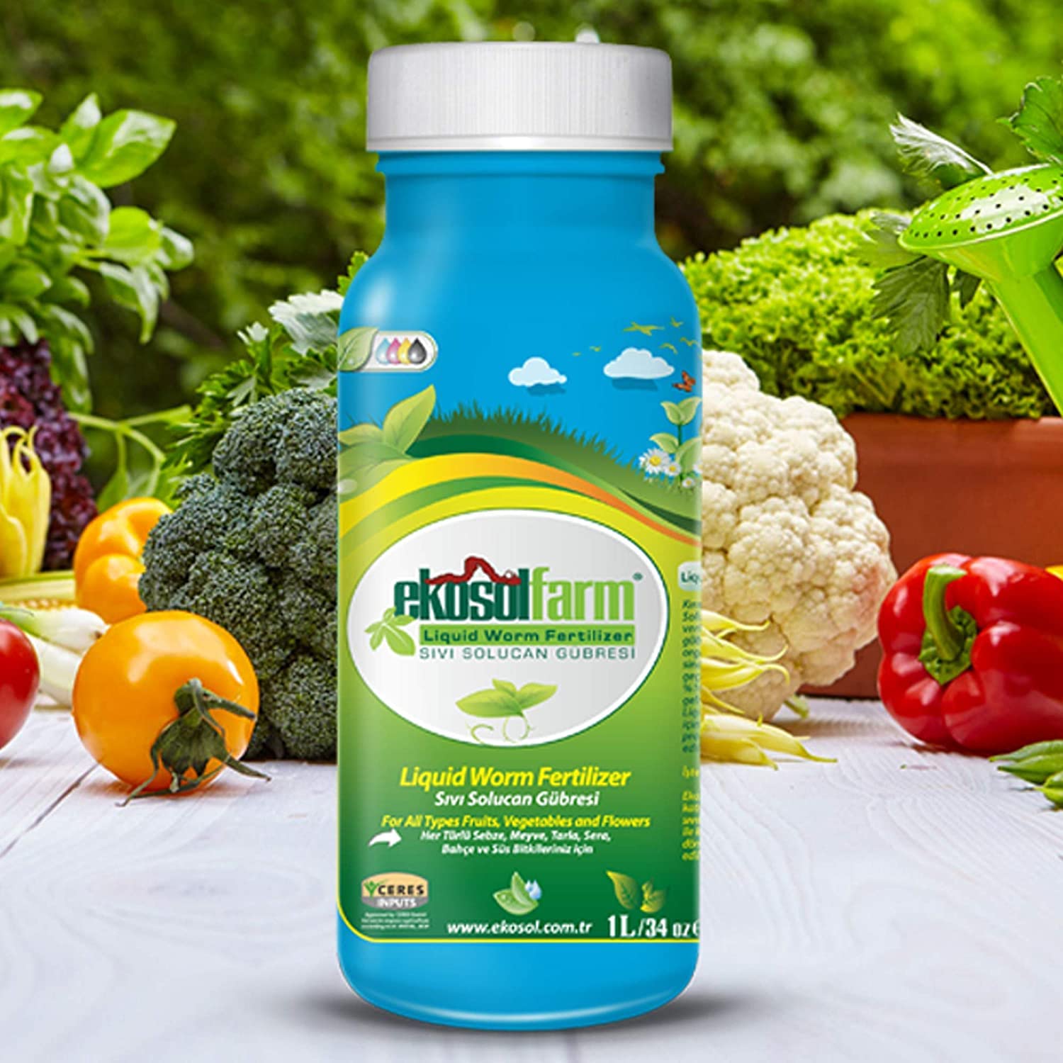 EkosolFarm Easy Way Hortum Ucu Sprayer + 1 Litre EkosolFarm Sıvı Solucan Gübresi - Çim ve Tüm Bahçe Bitkileri için Hortum Ucu Sıvı Gübreleme Aparatı