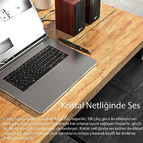 Lecoo DS105 Kablolu 1+1 USB + 3.5mm Jack Girişli 5W Gelişmiş Net Ses Teknolojisi ve Tak Çalıştır Kolay Kurulum Stereo Surround Ses Soundbar 634g Kompakt Masaüstü Kırmızı Ahşap Hoparlör