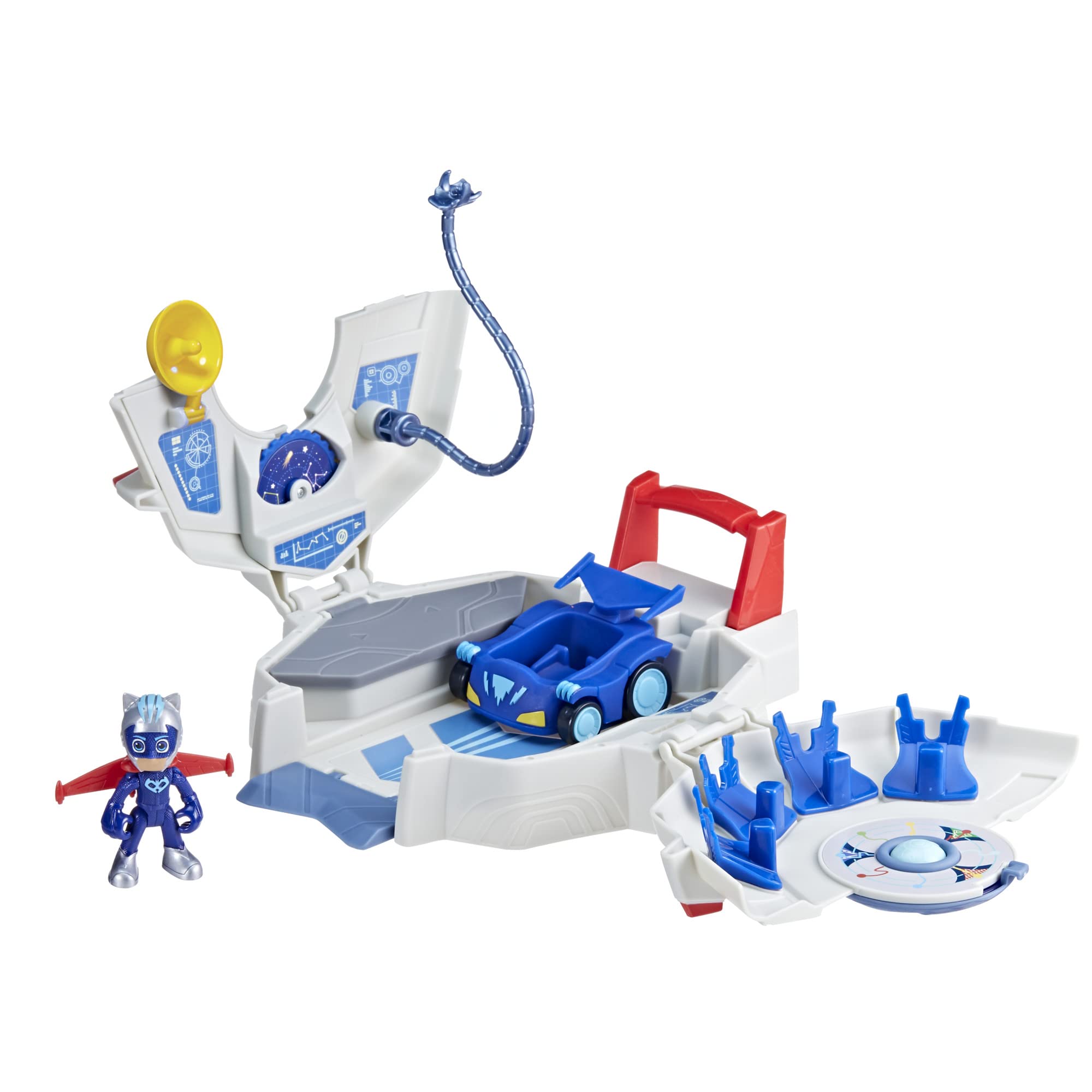 PJ Masks Pijamaskeliler Uzay Üssü Oyun Seti Arabalı ve Figürlü Karargah Seti, 3 Yaş Erkek ve Kız Çocuklar için Süper Kahraman Oyuncakları
