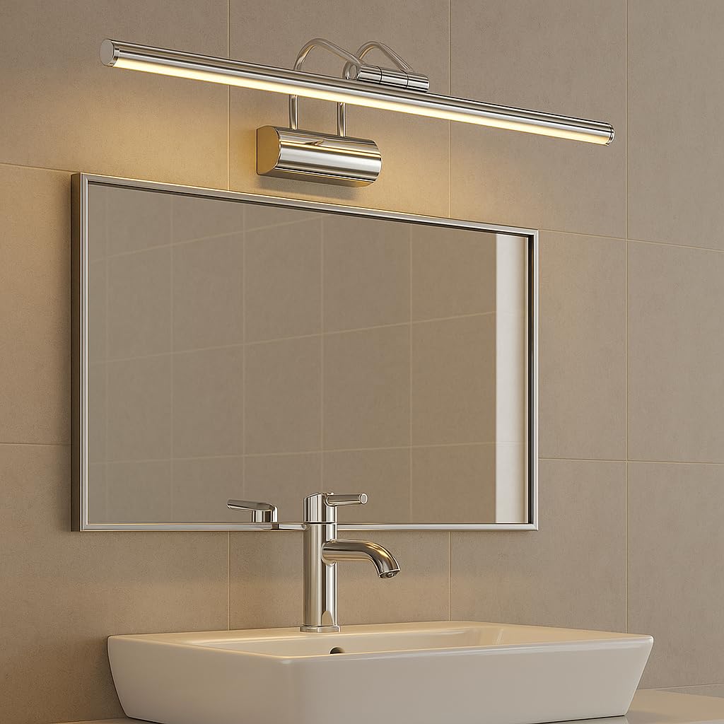 SekaTech Krom Kasa LED Flüt Aplik | 6W | 3200K Gün Işığı | 35cm | Duvar Tipi Ayna/Tablo/Resim/Banyo Üstü Dekoratif Işık | IP20 İç Mekan Kullanım