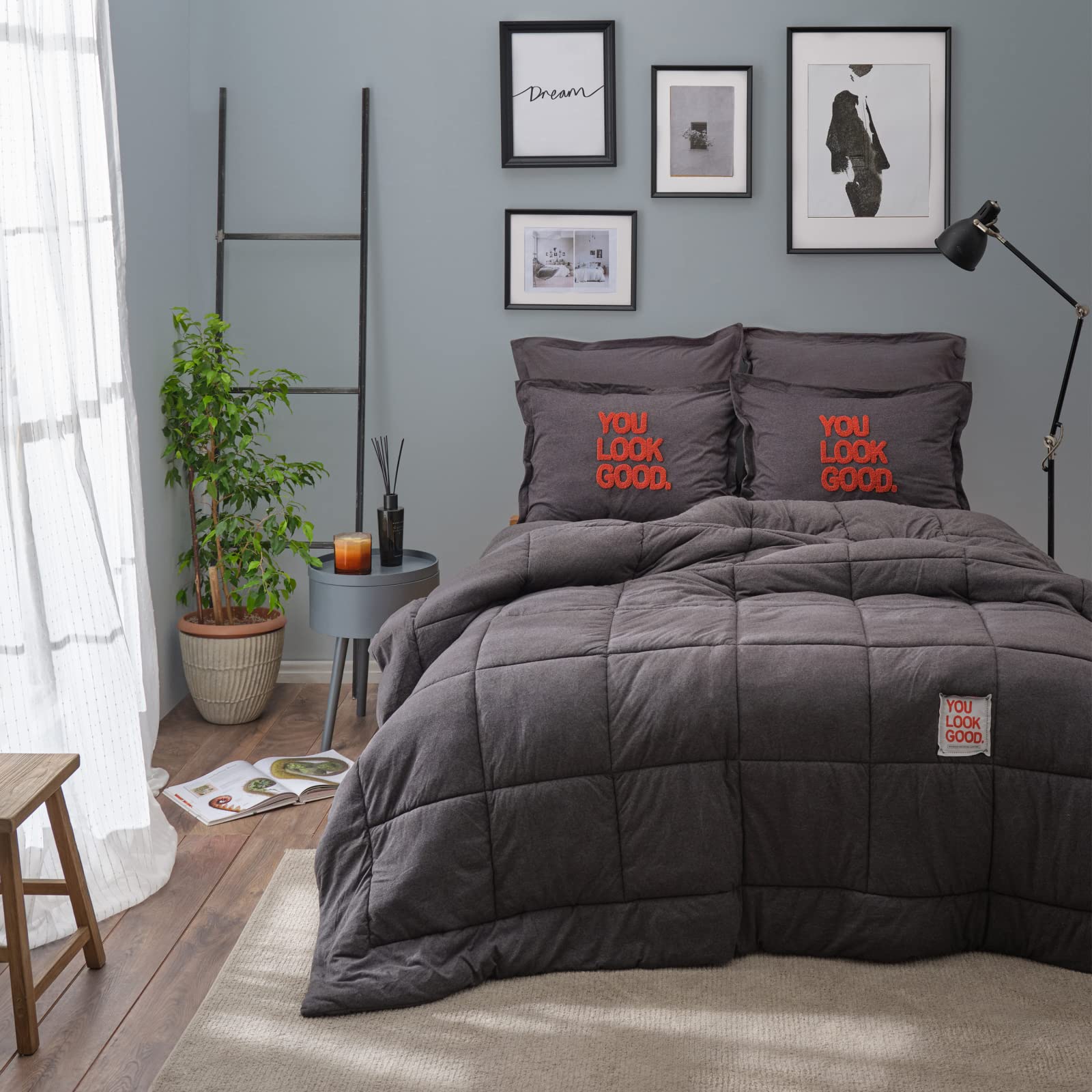 Karaca Home Motto Antrasit Tek Kişilik Cotton Comfort