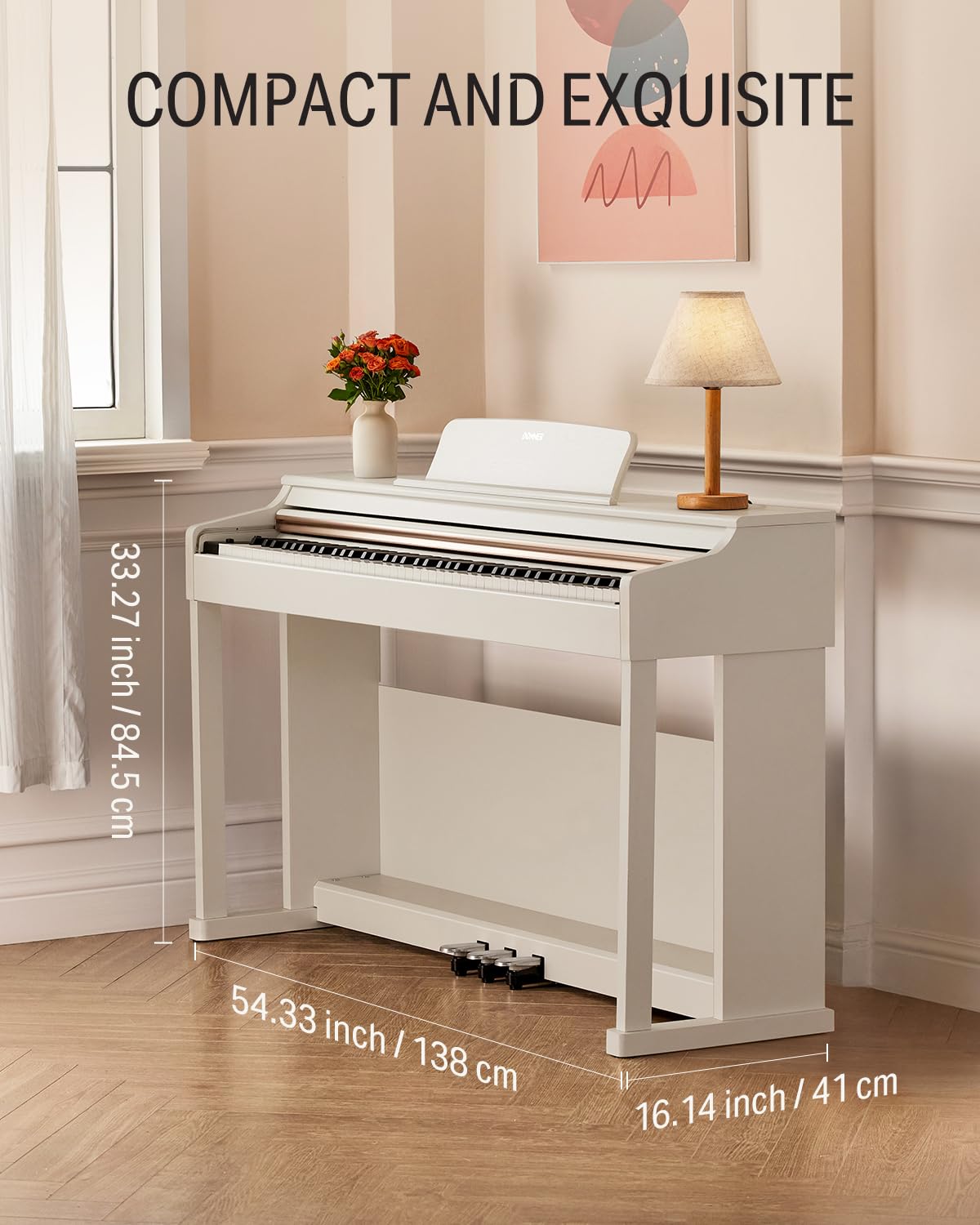 Donner Digial Piano 88 Tuş Ağırlıklı DDP-100 88 Tuş Ağırlıklı Aksiyon Dijital Piyano, Başlangıç Klavyesi Piyano Paketi, Mobilya Standlı, Güç Adaptörü, Beyaz