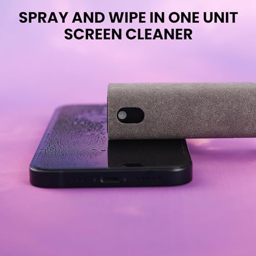 ZERNBER Dokunmatik Ekran Temizleyici, Araba, Tablet ve Telefon Ekran Temizleyici, İkisi Bir Arada Sprey ve Mikrofiber Kumaş, Kadınlar için Araba Aksesuarları Mükemmel Hediyeler (Gri)