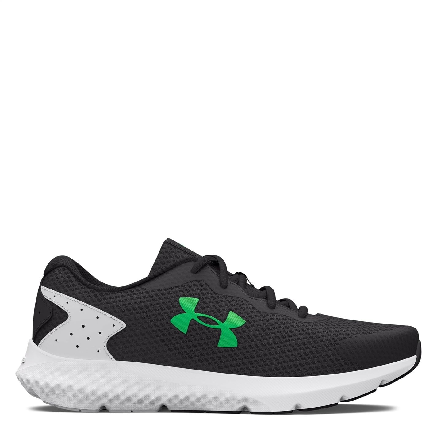 Under Armour UA Charged Rogue 3 Erkek Spor Ayakkabı, Jet Gray/Halo Gray/Green Screen, 44.5 EU