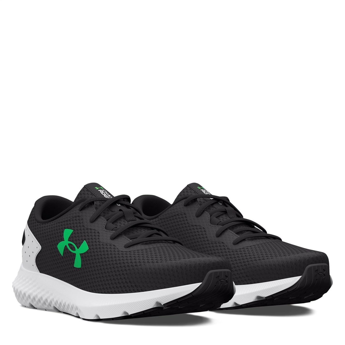 Under Armour UA Charged Rogue 3 Erkek Spor Ayakkabı, Jet Gray/Halo Gray/Green Screen, 44.5 EU