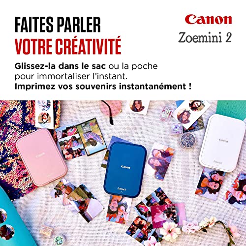 Canon Zoemini 2: Büyük anlar, mini baskılar – kompakt, kablosuz fotoğraf yazıcısı – akıllı telefondan anında baskı – Bluetooth 5.0 & C tipi hızlı şarj – seyahat için ideal (pembe altın)