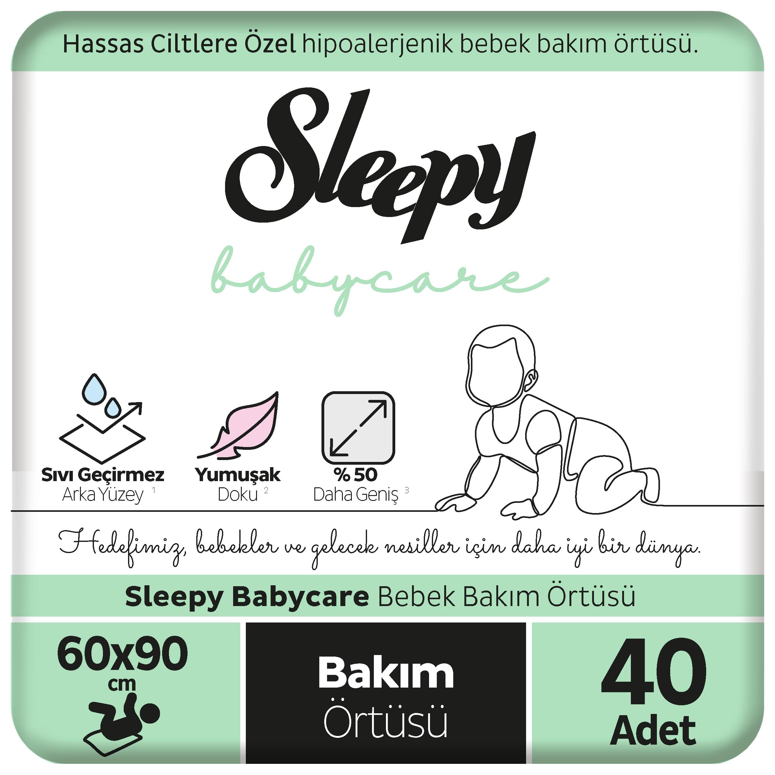 Sleepy Babycare Bebek Bakım Örtüsü 60 x 90 cm 4 x 10 40 Adet