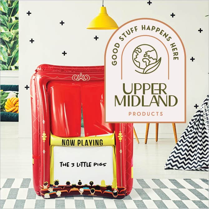 Upper Midland Products Şişirilebilir Kukla Tiyatrosu - Kuru Silme Tahtalı Kukla Tiyatrosu - Ters Çevrilebilir Sürüş Oyunu - 71 cm x 50 cm x 41 cm