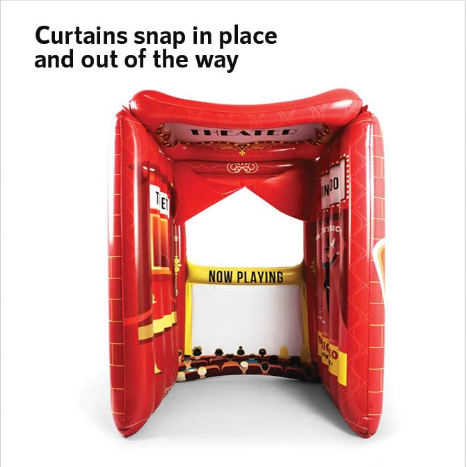 Upper Midland Products Şişirilebilir Kukla Tiyatrosu - Kuru Silme Tahtalı Kukla Tiyatrosu - Ters Çevrilebilir Sürüş Oyunu - 71 cm x 50 cm x 41 cm