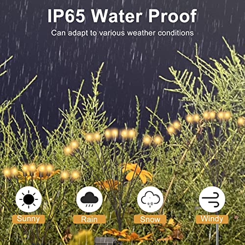Riokko Firefly Solar Pathway Lights, 2 adet dış mekan aydınlatması, ateş böceği ışığı, LED, su geçirmez, sallanan bahçe lambası, yıldızlı gökyüzü, avlu, veranda, güneş enerjili bahçe dekorasyon lambaları