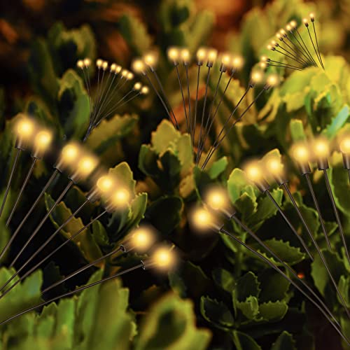 Riokko Firefly Solar Pathway Lights, 2 adet dış mekan aydınlatması, ateş böceği ışığı, LED, su geçirmez, sallanan bahçe lambası, yıldızlı gökyüzü, avlu, veranda, güneş enerjili bahçe dekorasyon lambaları