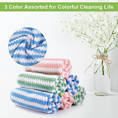 Vicloon Mikrofiber Temizleme Bezleri, 6 Adet Süper Emici Mikrofiber Temizleme Bezi, Yeniden Kullanılabilir Mikrofiber Bulaşık Bezleri, Ev, Mutfak için Çok Amaçlı Temizlik Havluları, Boyut 25 x 25 cm