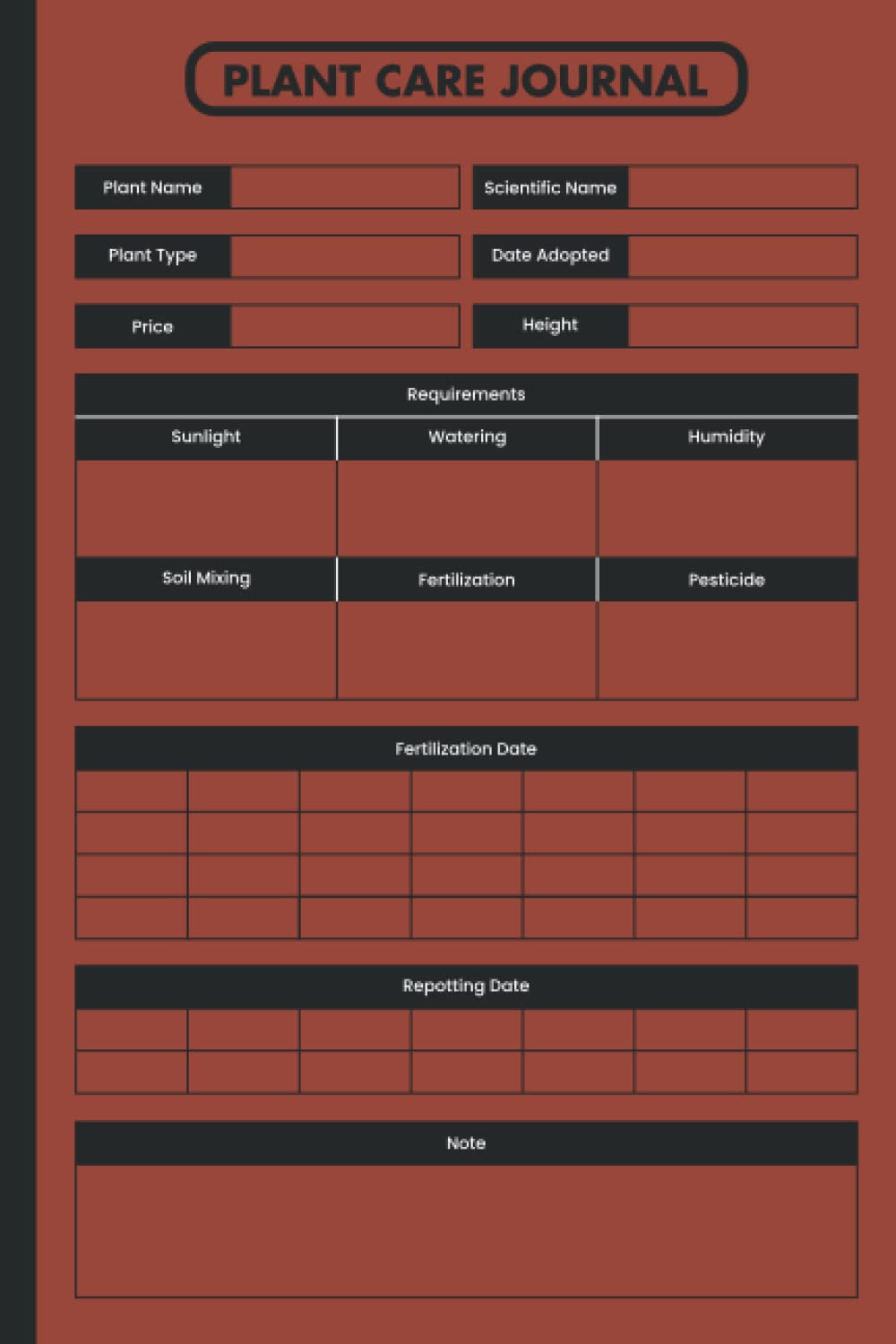 Plant Care Journal: House Plant Journal, Houseplant Journal and Log Book to Keep Track of Your House Plant, A plant journal notebook for Plant Info, Watering and Fertilizing Dates.