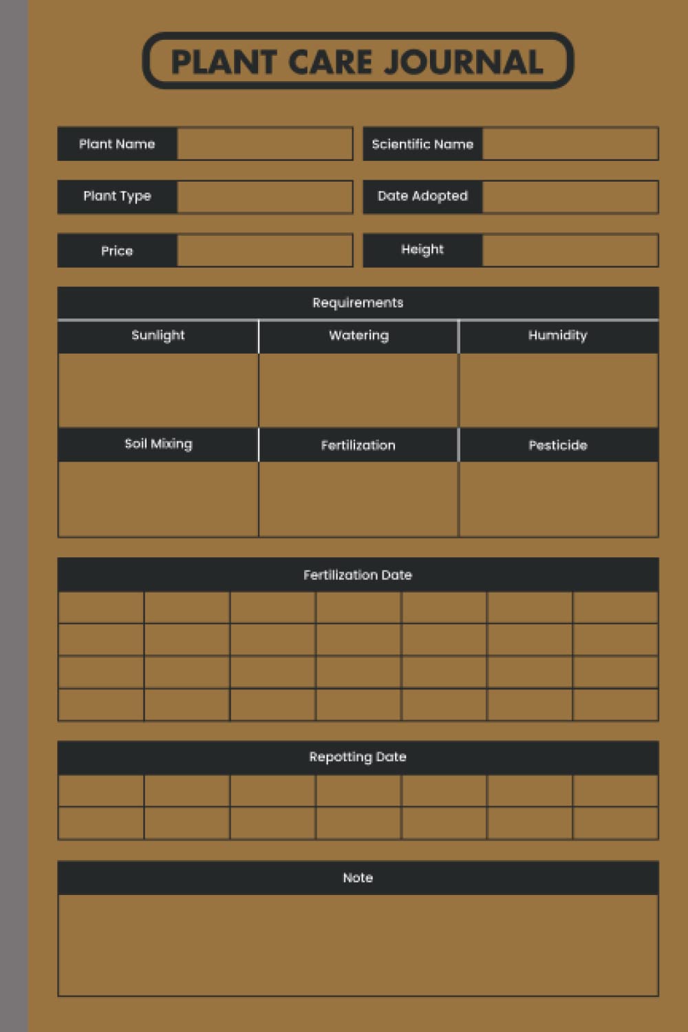 Plant Care Journal: House Plant Journal, Houseplant Journal and Log Book to Keep Track of Your House Plant, A plant journal notebook for Plant Info, Watering and Fertilizing Dates.